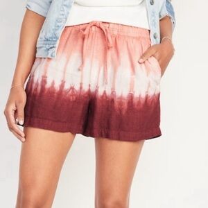 NWT Old Navy XL High-Waisted Tie-Dye Linen-Bend Shorts